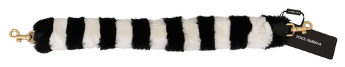 Dolce & Gabbana Black White Lapin Fur Accessory Shoulder Strap